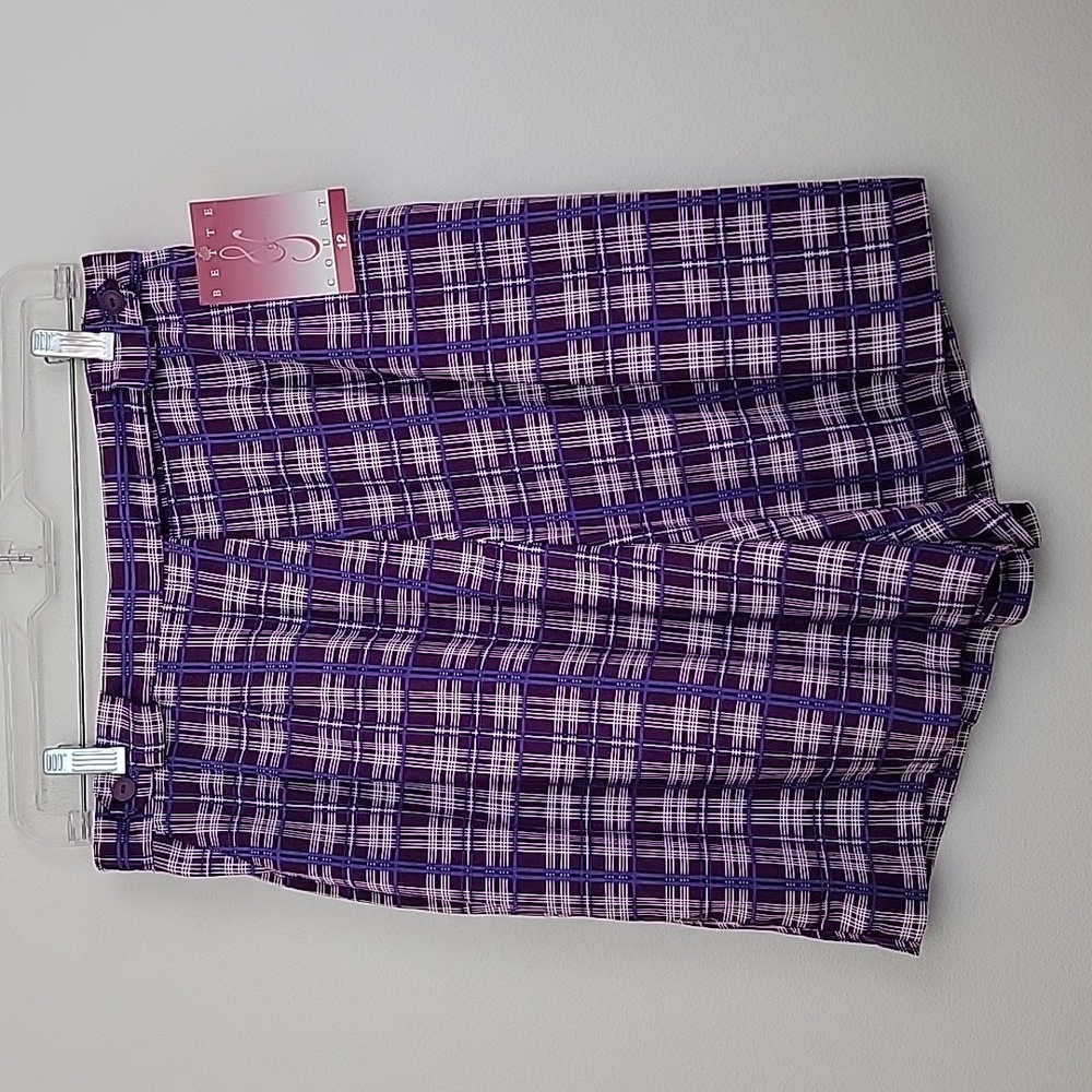 NWT Bette Court Burgundy Plaid Golf Shorts 12